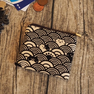 Porte-monnaie japonais fait main avec fermeture éclair chat mignon, taille personnalisée pour porte-cartes, pochette pour clés, trousse