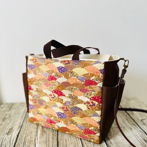 Japanese Vintage Monogram Canvas Crossbody Shoulder bag with Adjustable Strap and pockets