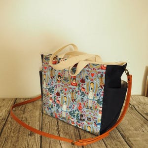 Canvas handtas Alice in Wonderland: handgemaakte crossbody schoudertas