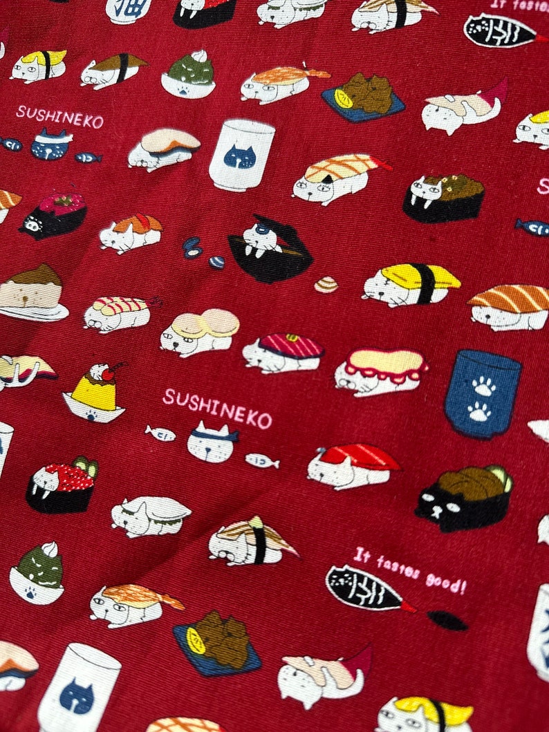 Japanse Cat Print paspoorthouder, telefoonhoesje, kaartportemonnee, gepersonaliseerd cadeau Red Sushi Cat