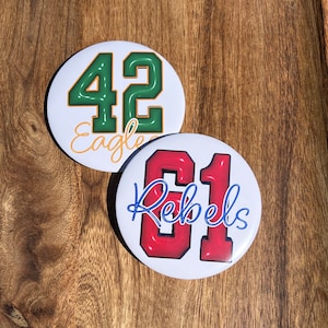 Custom Spirit Buttons | Senior Sports | Jersey Number