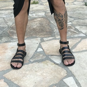 Mens Leather Sandals With Ankle Strap, MENS Gladiator Sandals Ankle ...