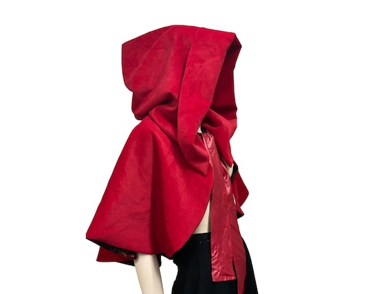 赤いベルベットのフード付きケープ、赤ずきんのコスプレ - Etsy 日本