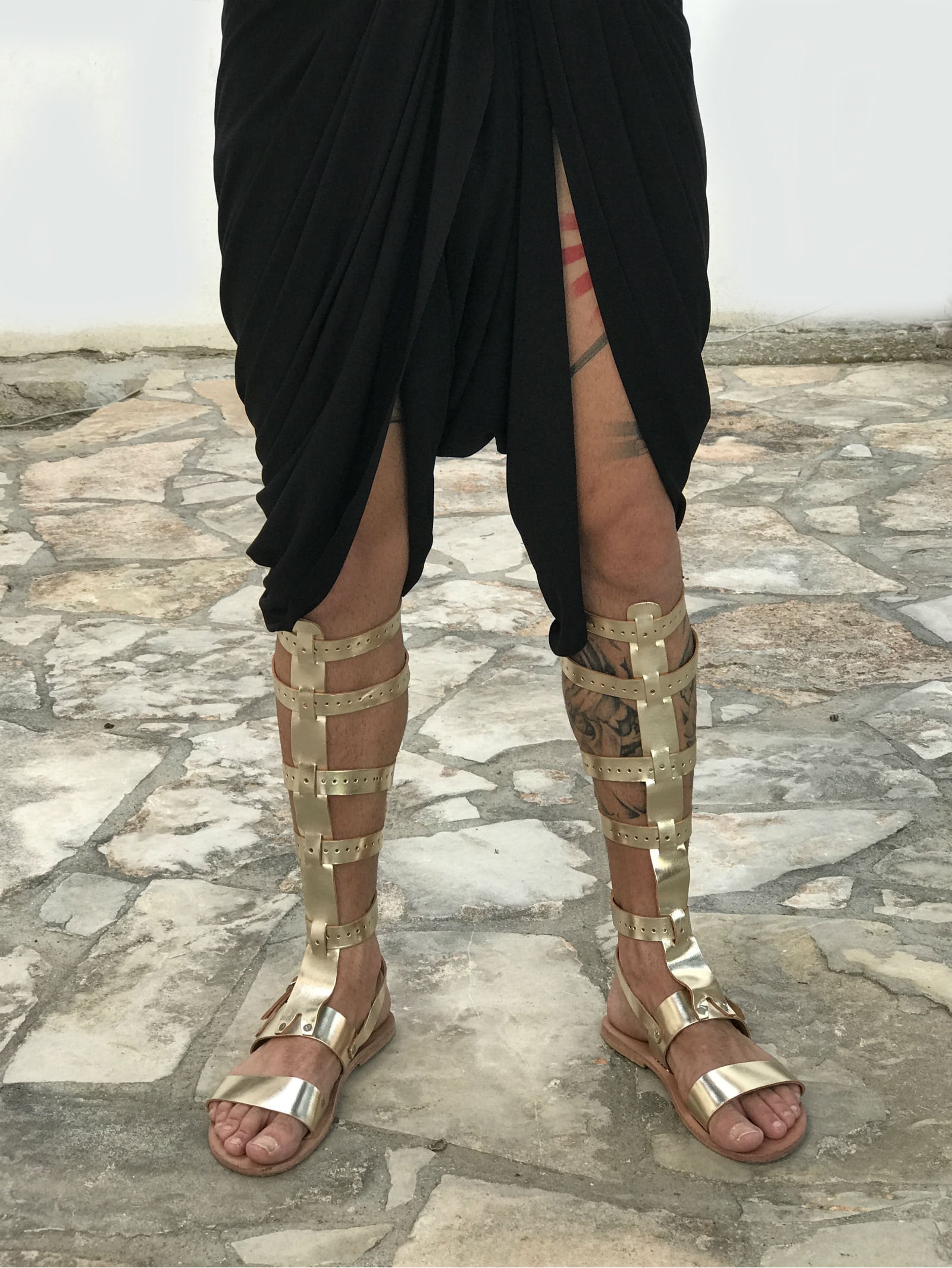 NadiaBodikian Men's Tall Knee Length Gladiator Sandals