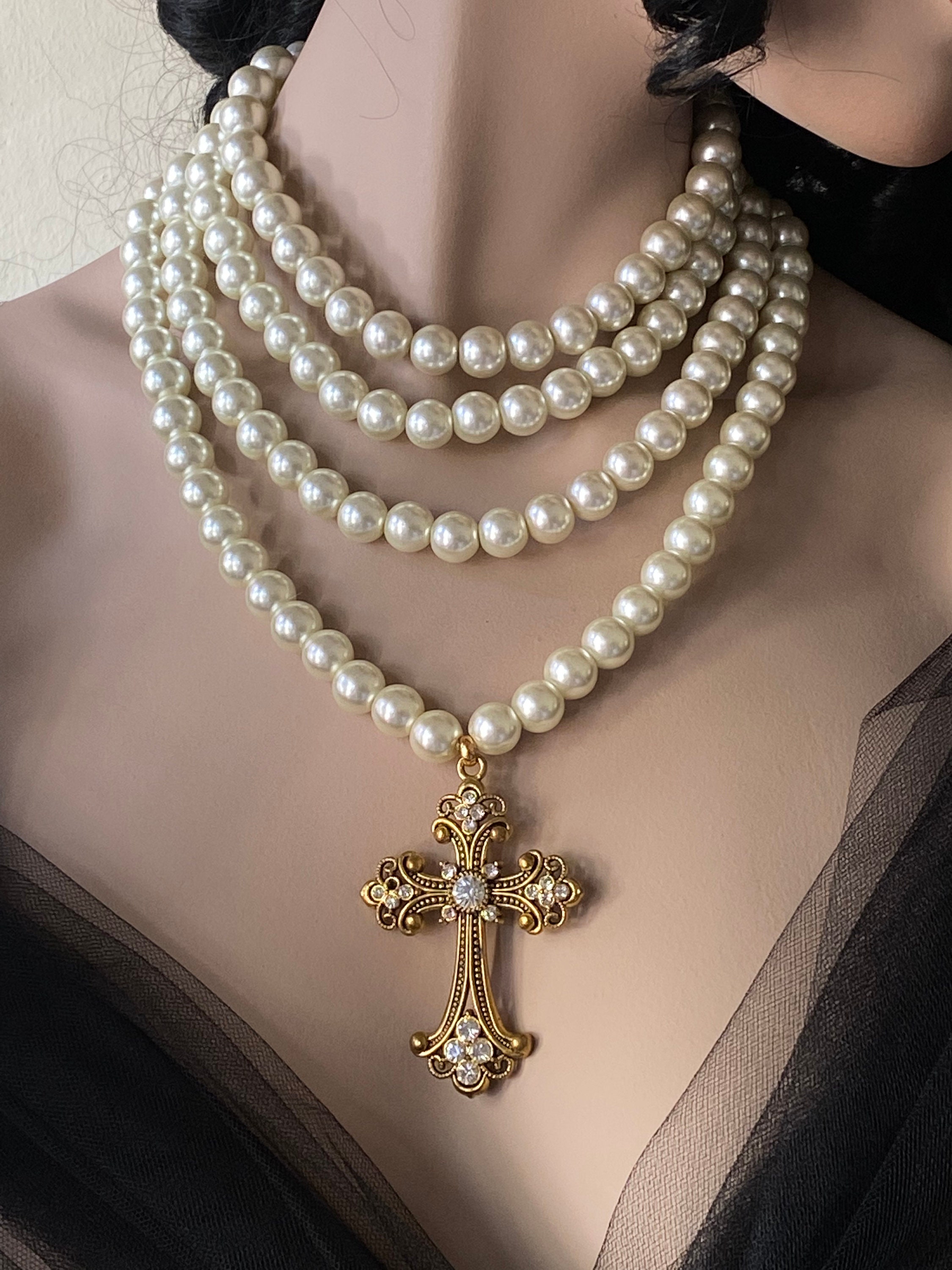 アクセサリー Rosen Kreuz RK tribal pearl necklace 受注制【Rosen Kreuz】pearl cross 2 necklace | OUR BRAND