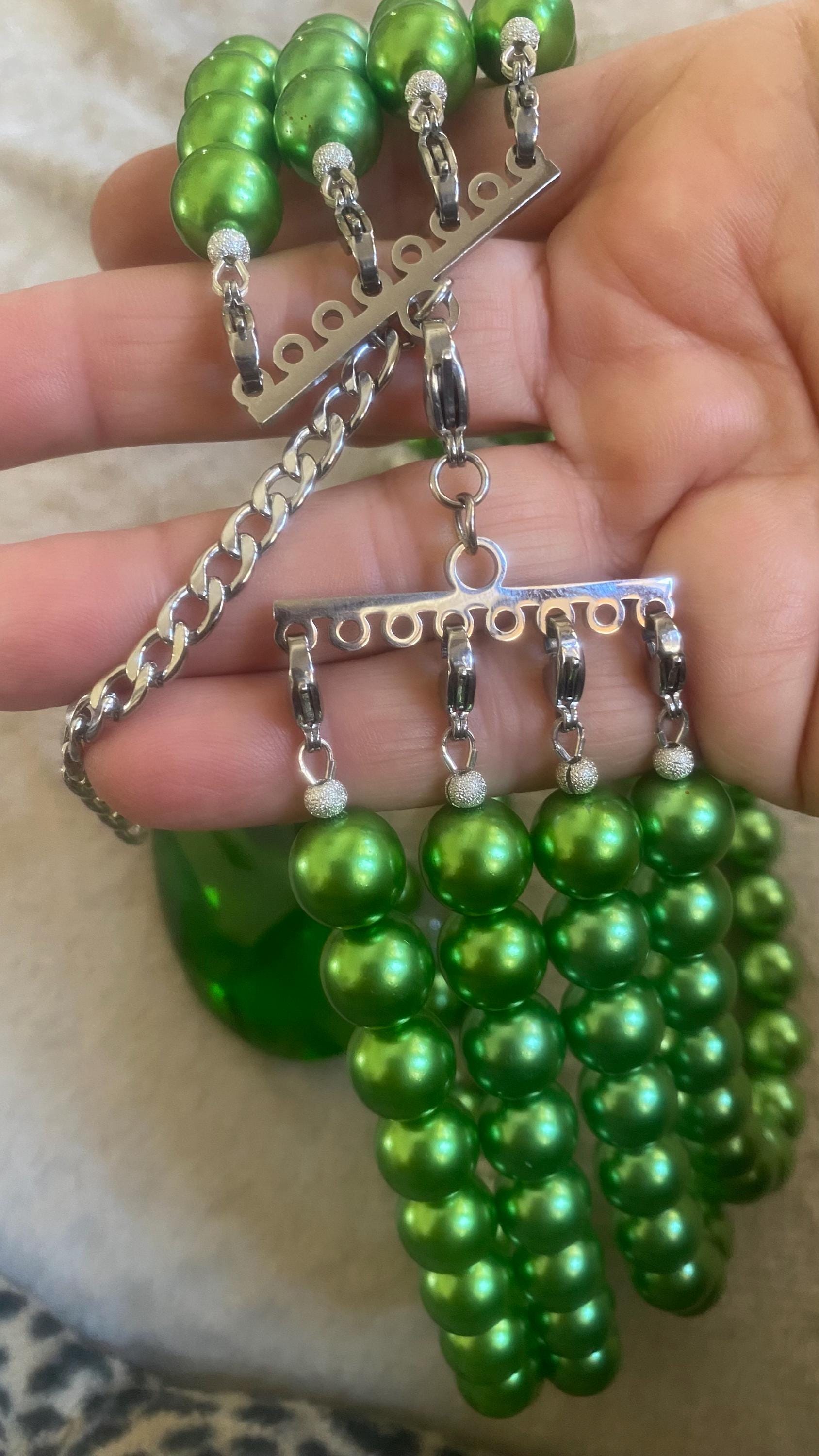 Collier en perles de Jade 10mm véritable Catégorie A - Vert Foncé / Translucide