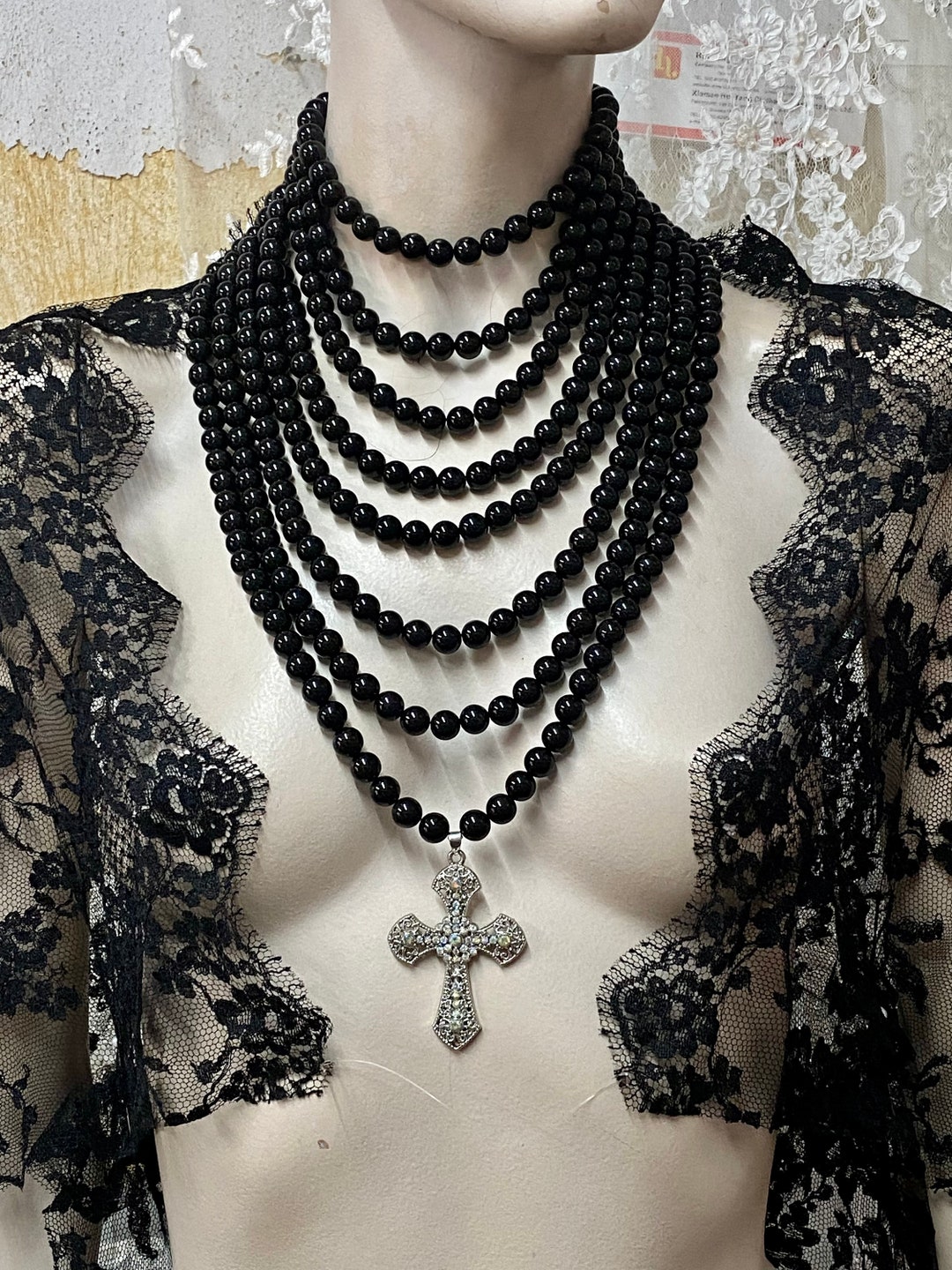 【BLACKPURPLE】Larissa Square Cubic Pearl Necklace Single Tahitian Black Pearl Necklace - The Pearl Girls