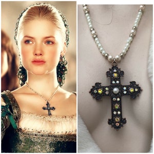 Italian Renaissance necklace medieval jewelry Borgias necklace Renaissance cross necklace Tudor jewellery bridal cross necklace