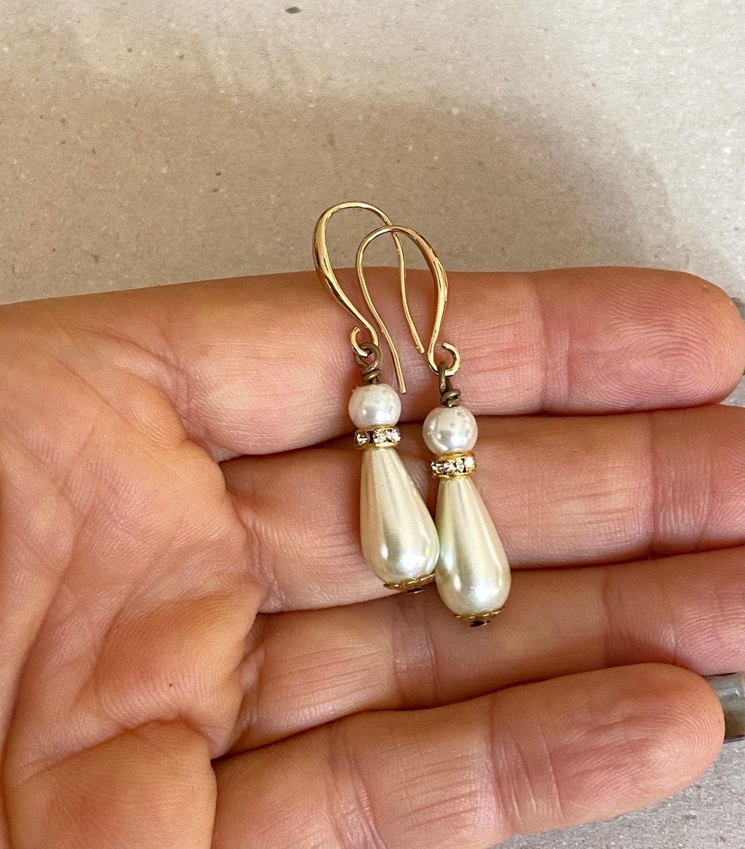 Teardrop Pearl Earrings Regency Reproduction Earrings - Etsy Japan