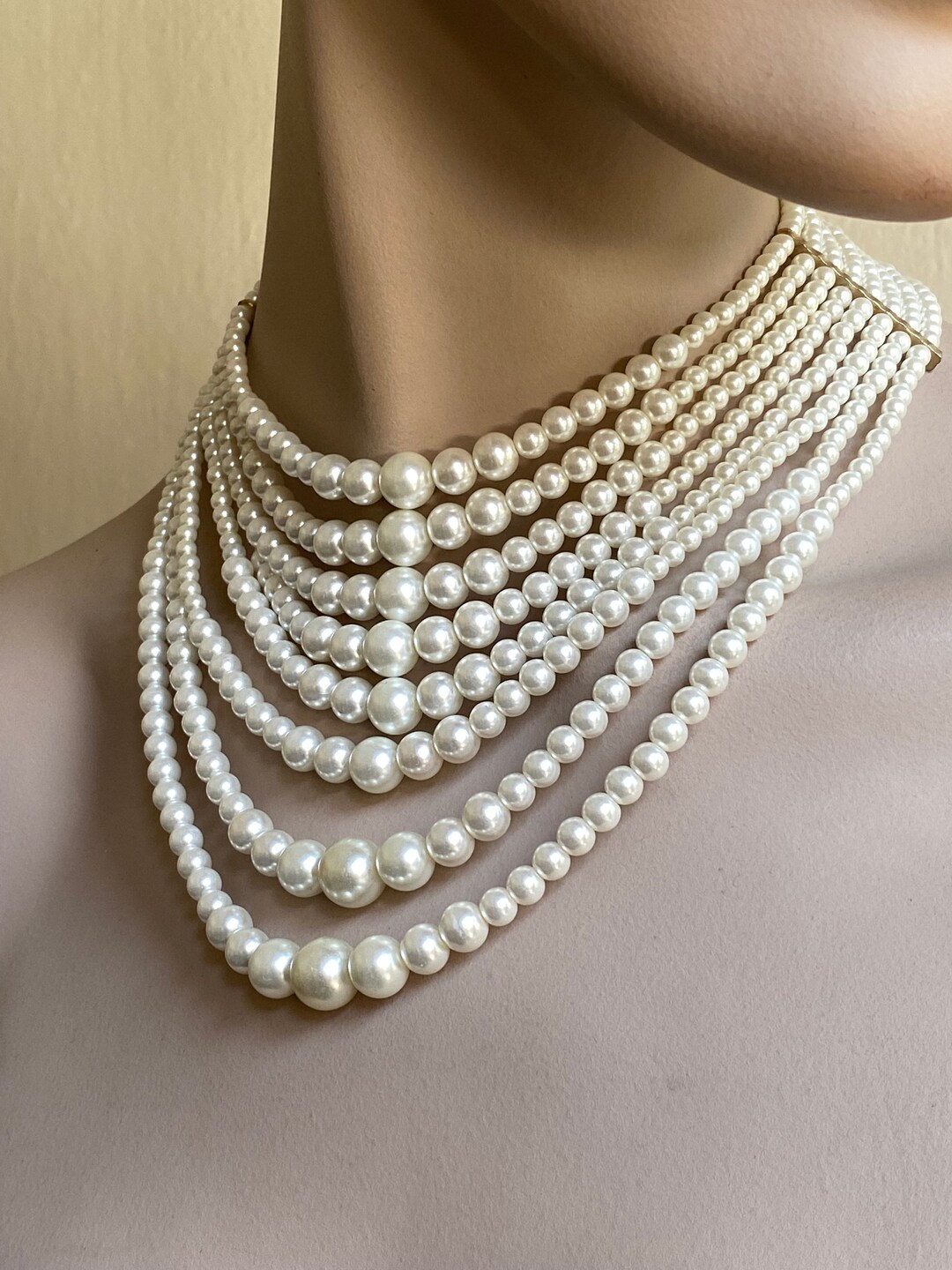 American Pearl Choker Necklace Earring Set