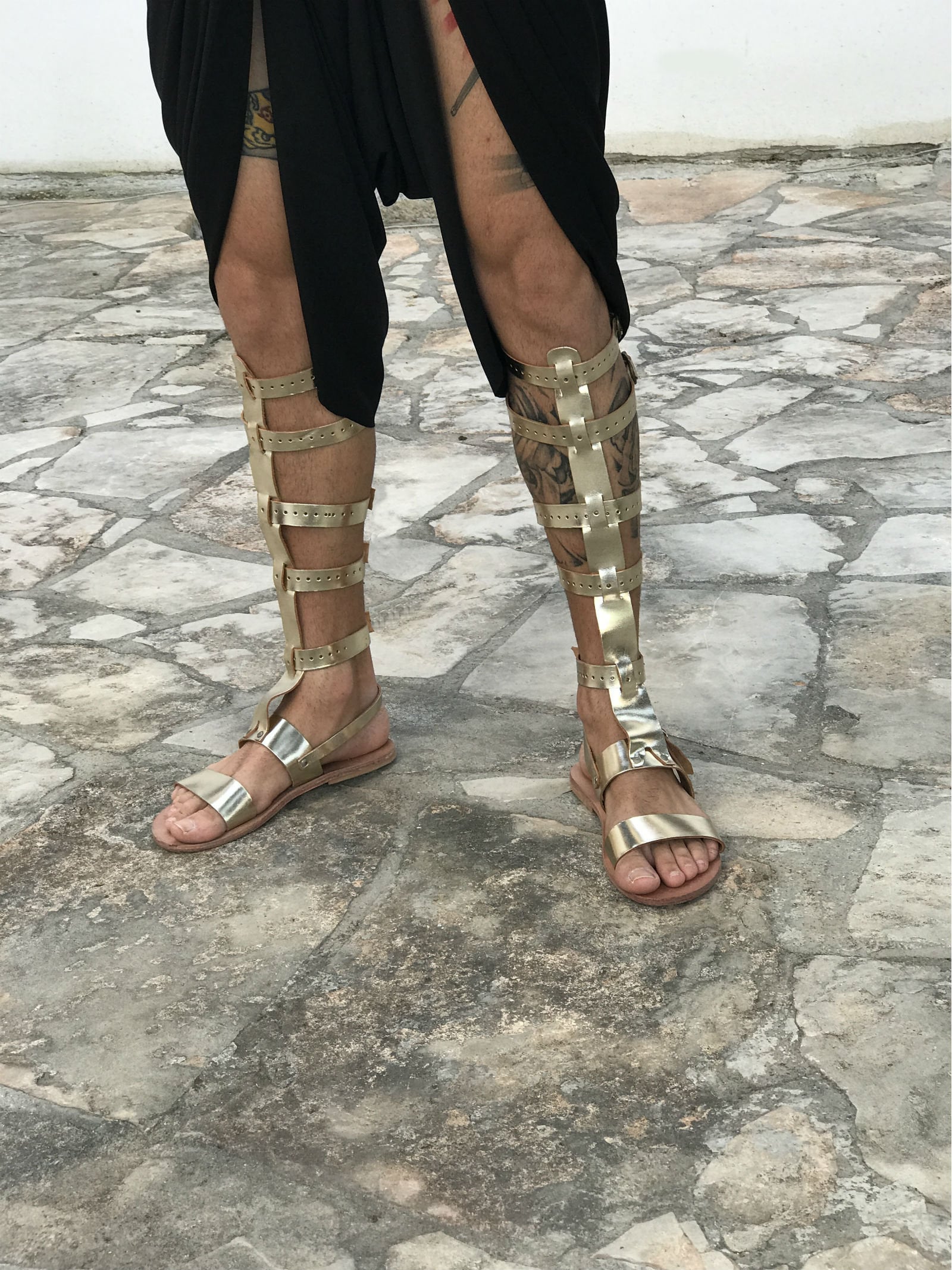 Mens gold best sale gladiator sandals