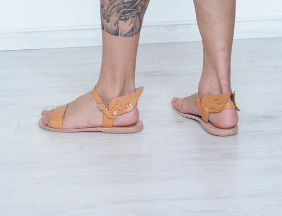 Lederen sandalen voor mannen met vleugels kwik vleugels casual jurk strapy stijlvolle verklaring Romeinse Griekse Gladiator zwarte natuurlijke Tan Lederen sandalen voor mannen met vleugels kwik vleugels casual jurk strapy stijlvolle verklaring Romeinse Griekse Gladiator zwarte natuurlijke Tan