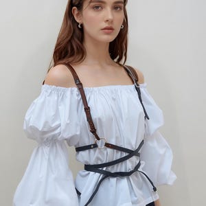 RENAISSANCE Chemise, medieval costume chemise, cotton top off the shoulder top pirate costume shirt, Renaissance blouse baloon sleeves