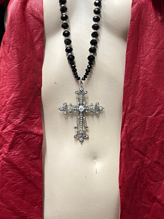 Clear Crystal Cross Necklace - COMMUNION -St Martin Apostolate