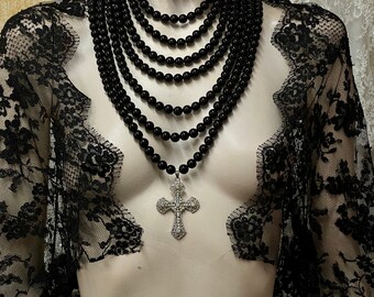 【BLACKPURPLE】Marilyn Crystal Layering Pearl Necklace BLACKPURPLE】☆Marilyn Crystal Layering Pearl Necklac.e