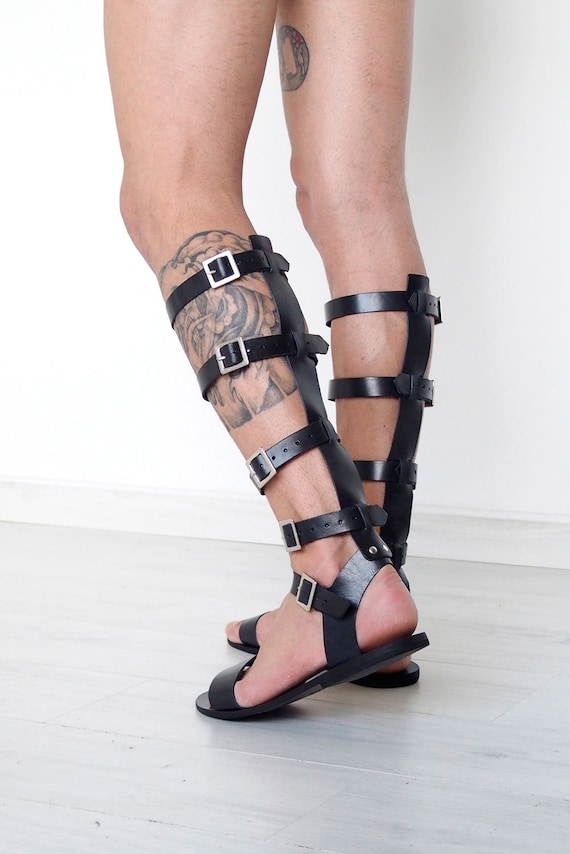 NadiaBodikian Men's Tall Knee Length Gladiator Sandals