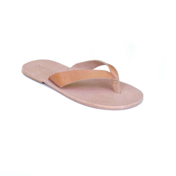 Flip Flops - Tan Leather