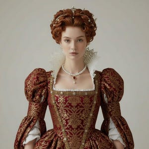 Conjunto de collar y pendientes de perlas inspirados en la época de la Reina Isabel I, con opciones de color demi parure renacentista Tudor.