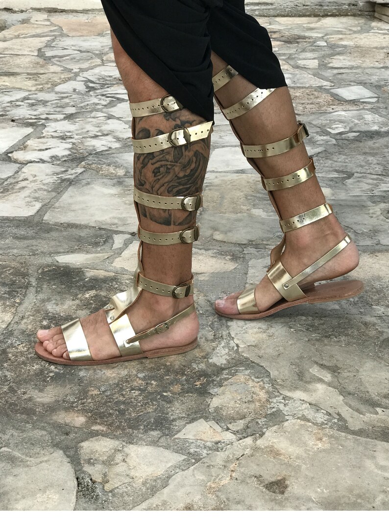 knee length gladiator sandals