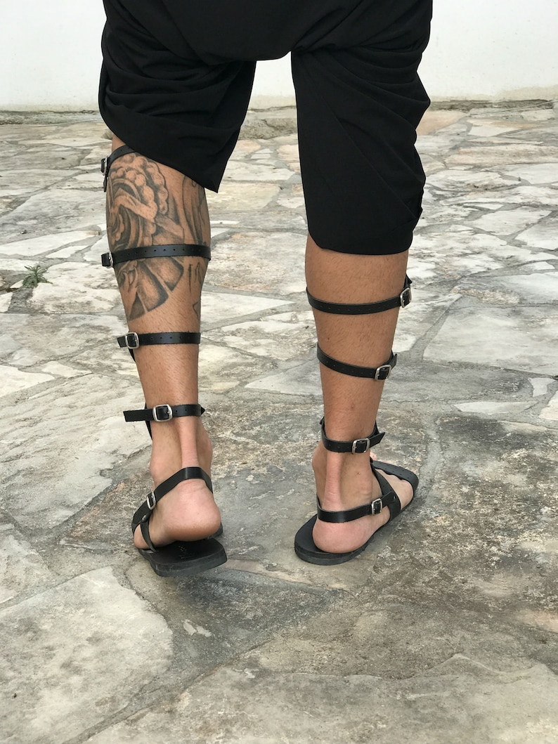Gladiator sandals for men handmade black leather sandals Etsy