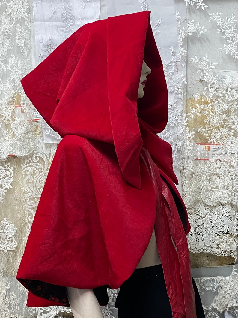 Red Hooded Cape Capelet Little Red Riding Hood Cosplay Etsy