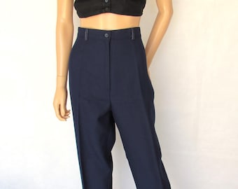 Vintage Slimmo trousers pants, navy blue, formal trousers, waist 34", x large