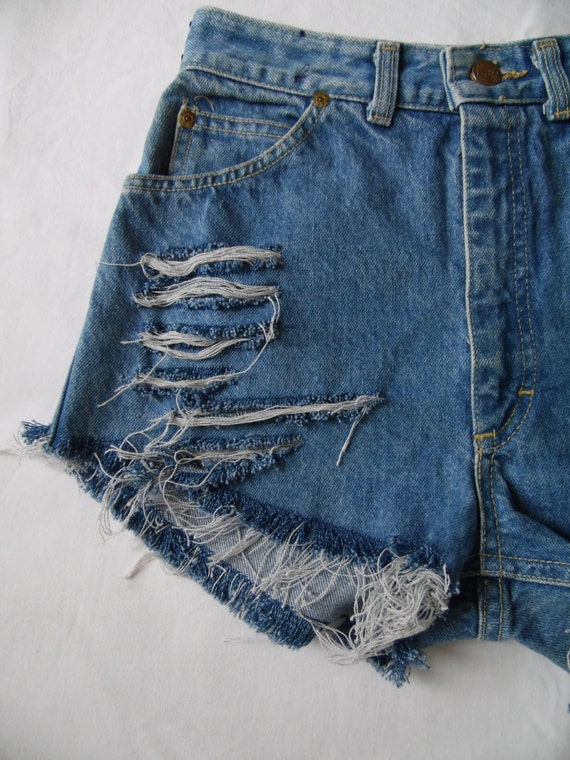 High Waisted Shorts Blue Denim Vintage 