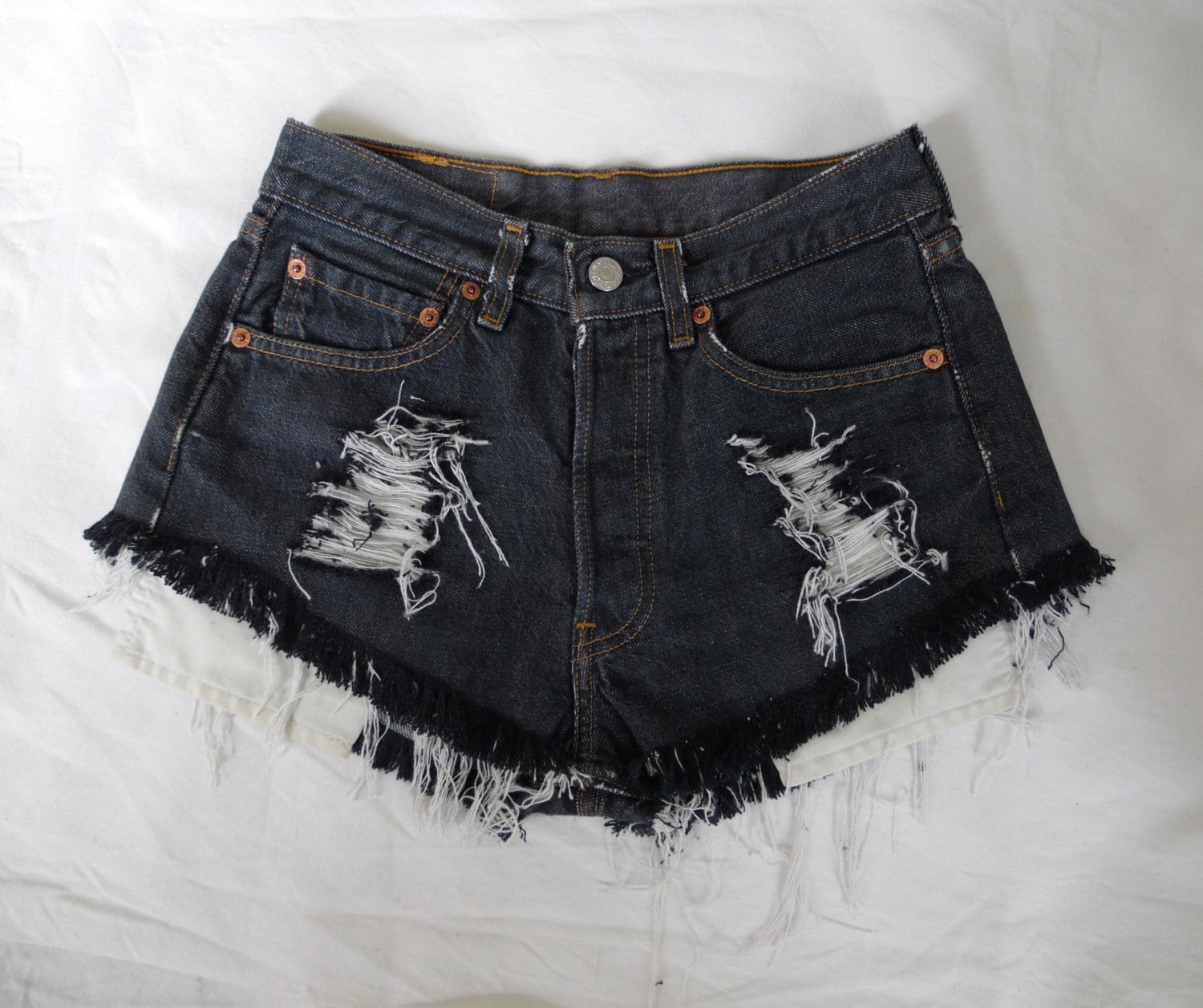 High Waisted Dark Navy Blue Levis 501 