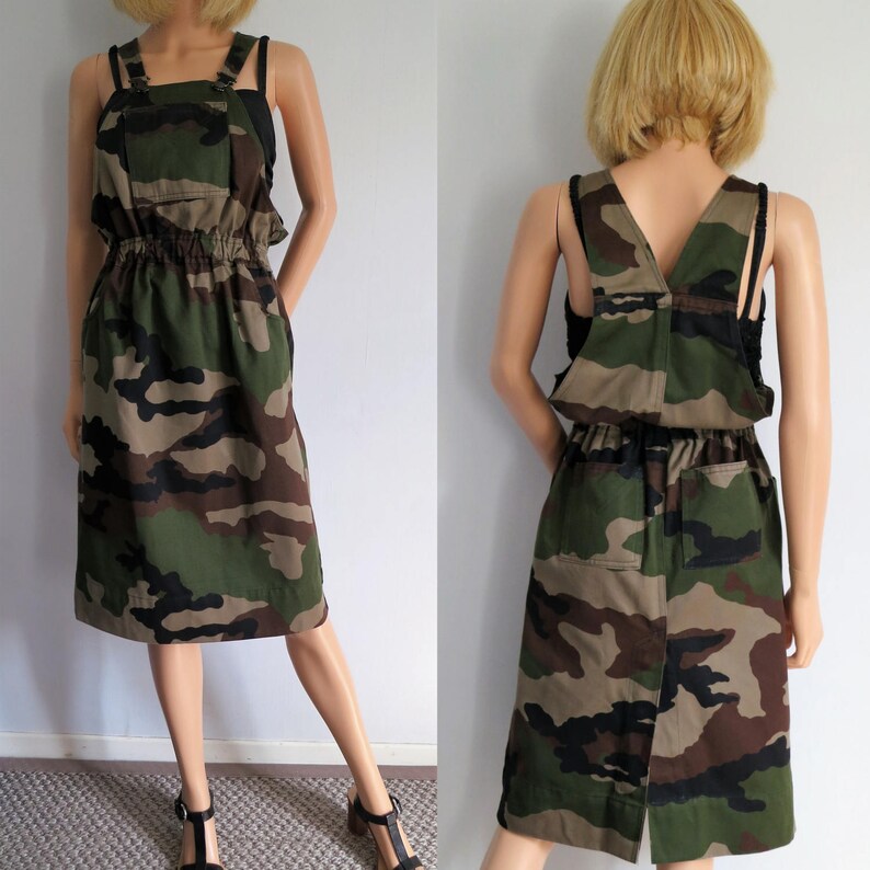 olive green dungaree dress