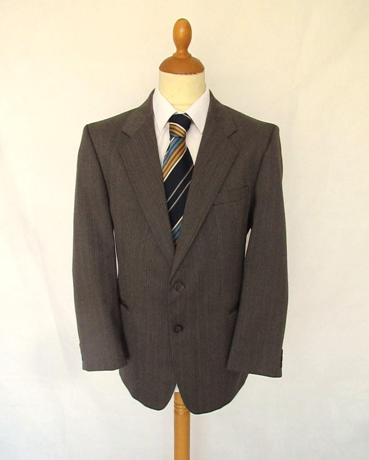 メンズ ブラウン ウール ブレザー ジャケット、ヴィンテージ セント