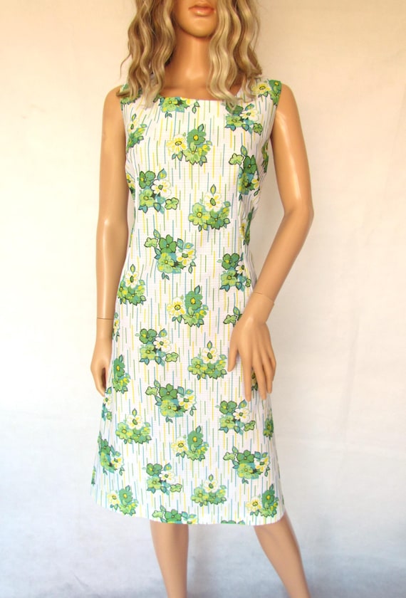 Vintage 60's Shift Dress, Green Floral Vintage Summer Dress, Size 16 18 -  Etsy Israel