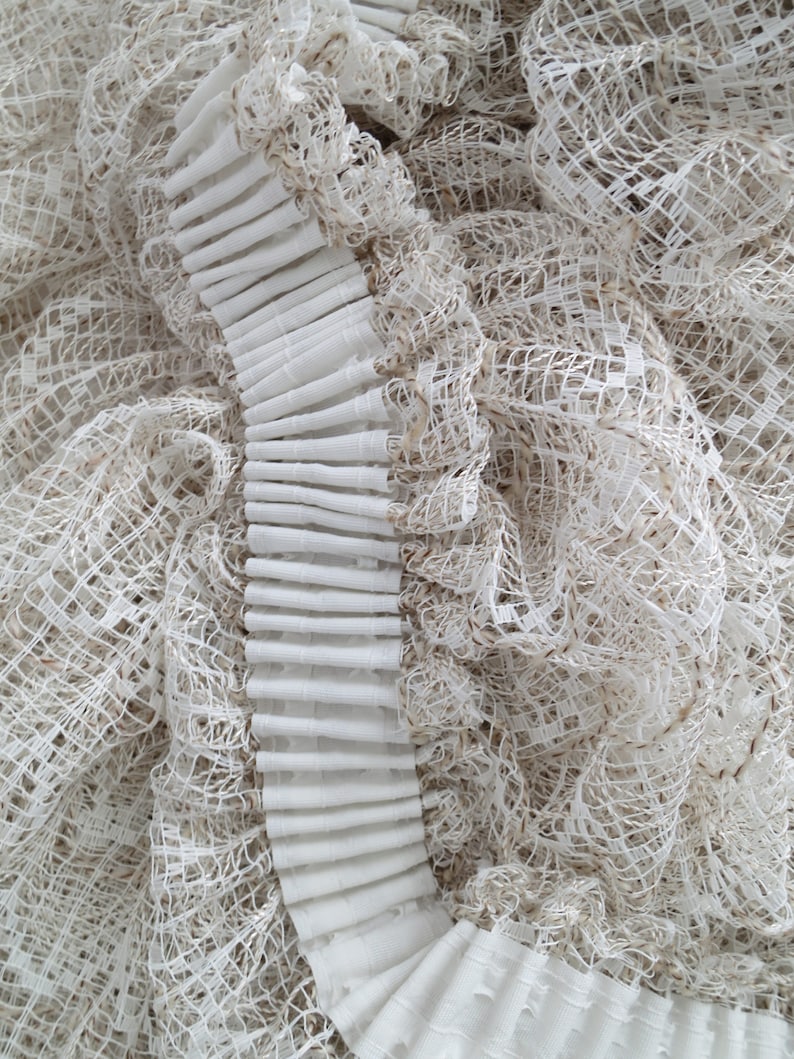 Cream brown wool net curtain french vintage retro width 81 inches white curtain textured woolly length 96 inches