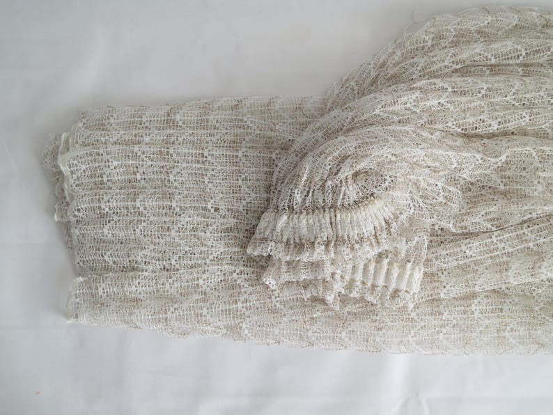 Cream brown wool net curtain french vintage retro width 81 inches white curtain textured woolly length 96 inches
