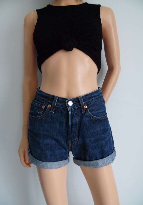 High Waisted Shorts Levis 501 Dark Blue Denim Shorts Cuffed Etsy High Waisted Shorts Levis 501 Dark Blue Denim Shorts Cuffed Etsy