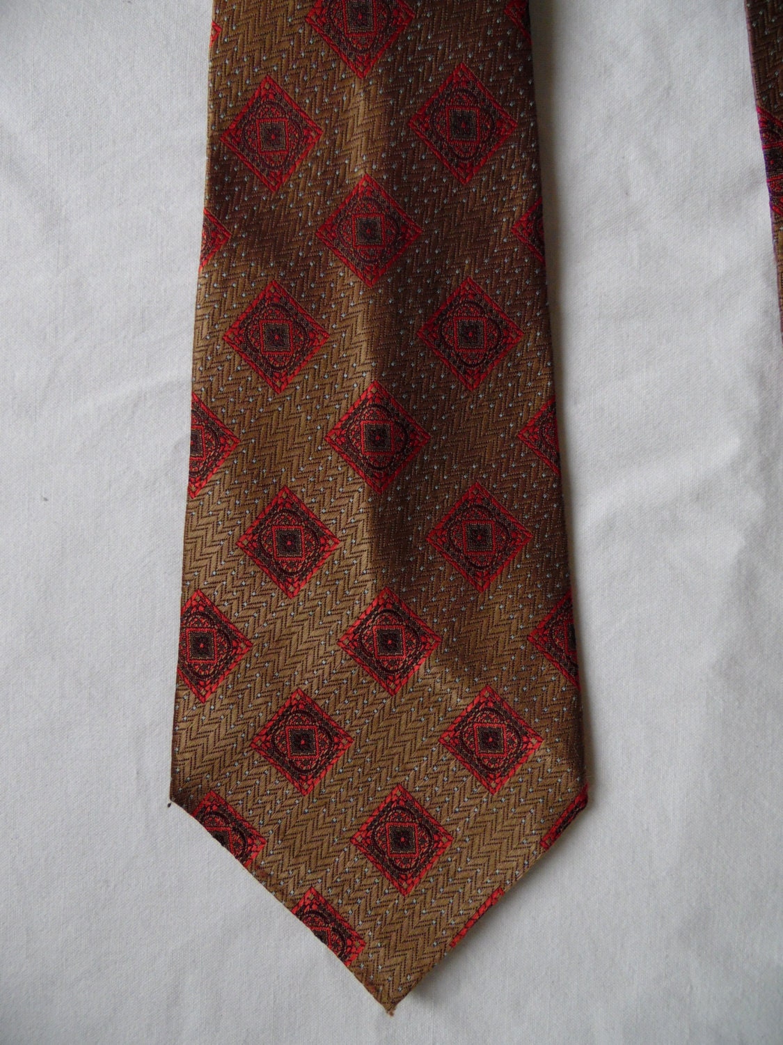 Mens Vintage Brown and Red Tie Cravate French 70's - Etsy