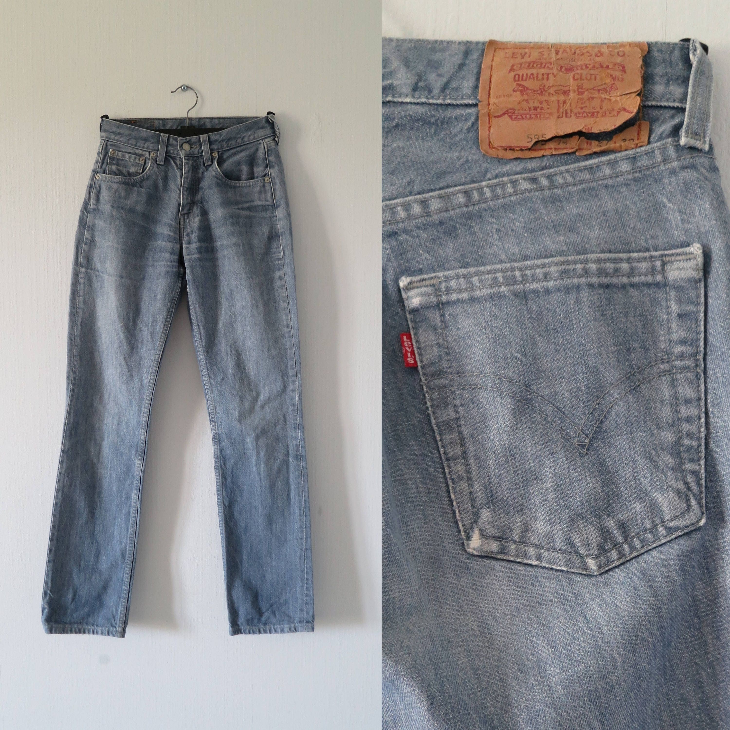 High Waisted Levis 595 Jeans Mom Pants Blue Distressed - Etsy