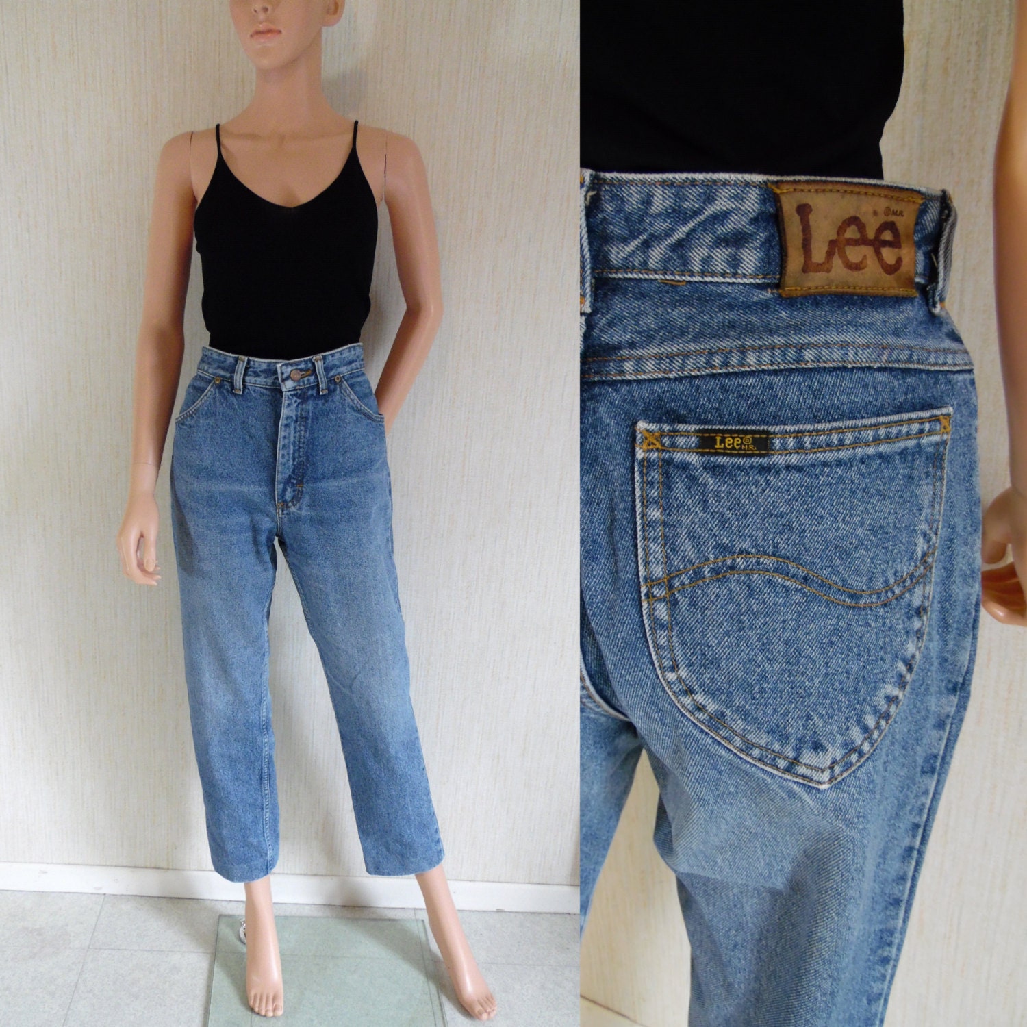 LEE Gossip Blue Vintage 80s Jeans Pants Retro High Waisted Tapered