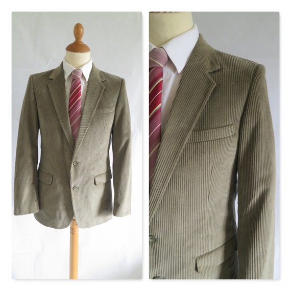 Corduroy sports coat jacket blazer, light brown c… - image 1