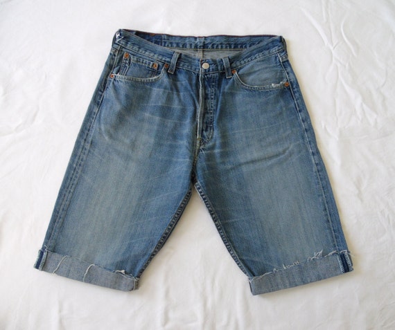 Pantalones Cortos Para Hombre Levis Jean De Denim Azul Etsy
