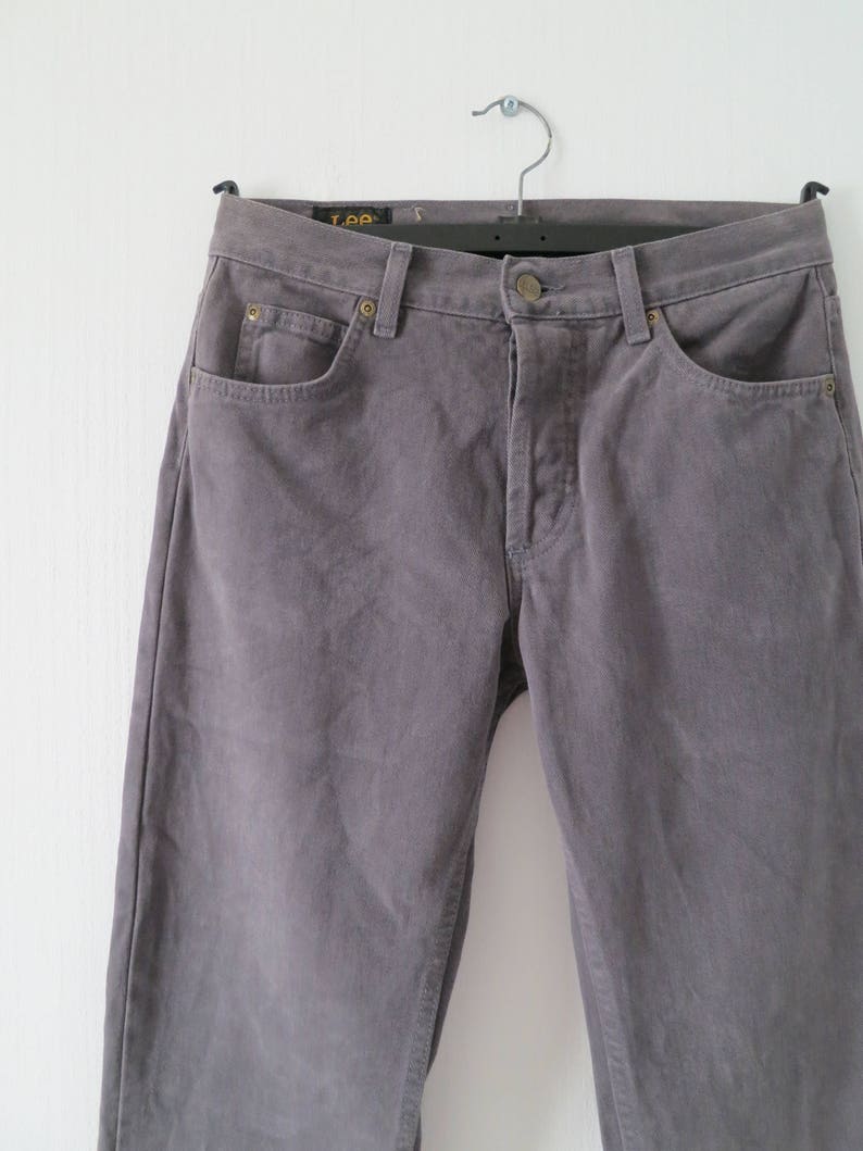 High waisted grey Lee jeans vintage retro trousers tall waist 30 leg 34 unisex straight leg mom pants
