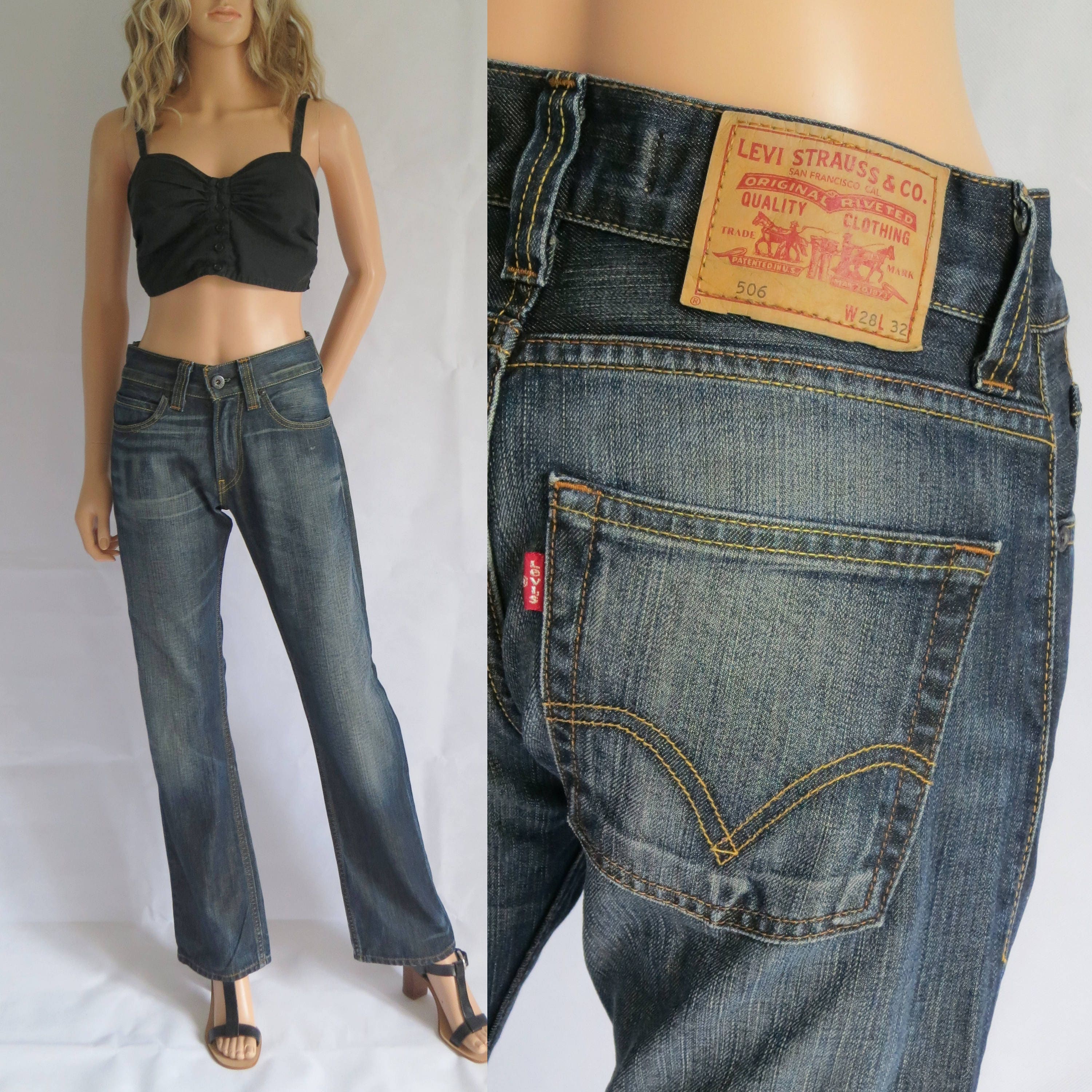 Dark Blue Levis 506 Standard Mid Rise Jeans Denim Pants - Etsy
