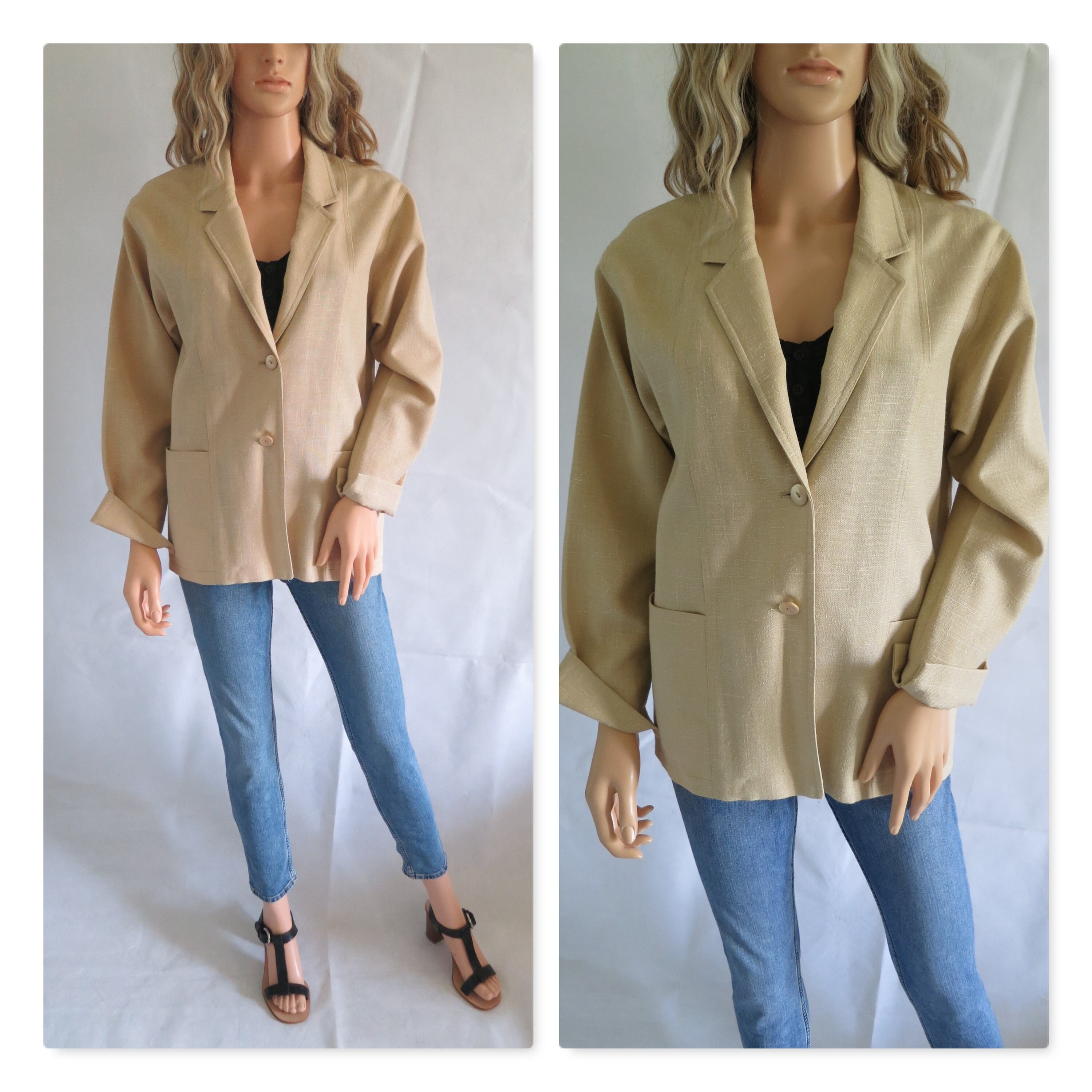 Veste legere beige Patrice Breal vintage francais retro boutonnage droit petit moyen Etsy France