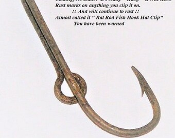 Rusty Fish Hook Hat Clip / Pin, Tie Clip or Money Clip