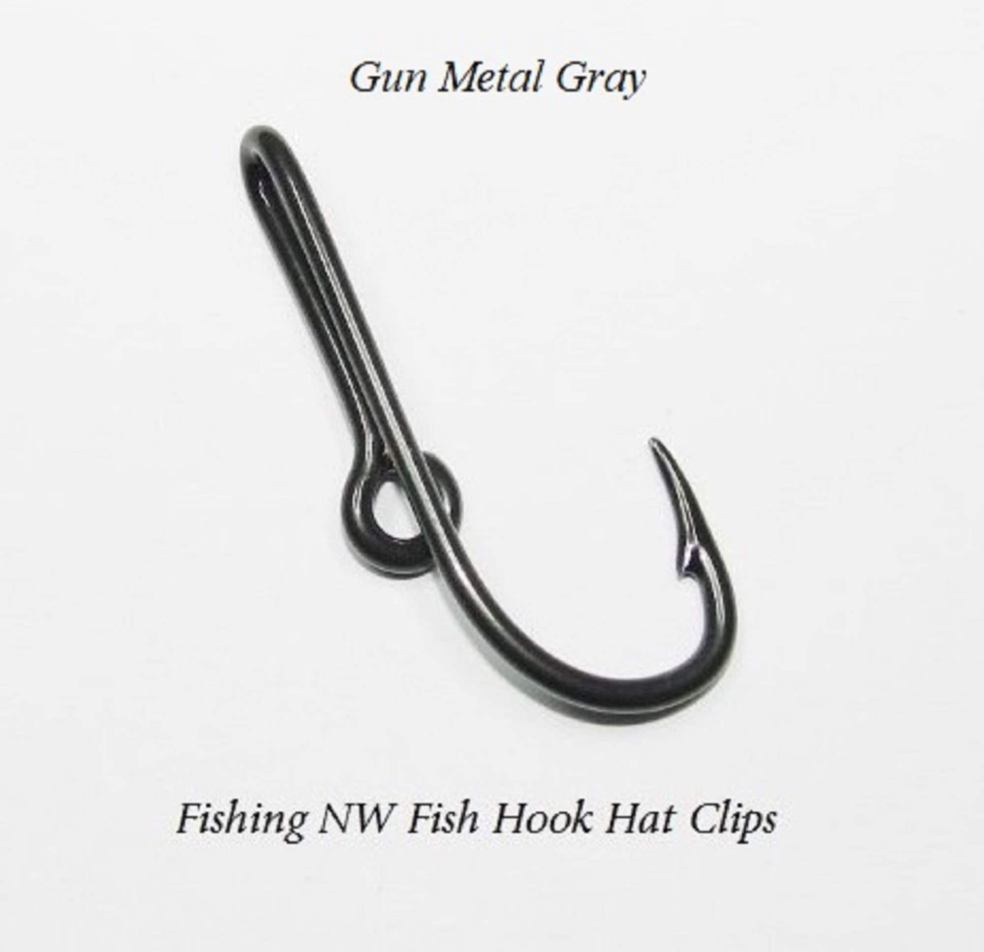 Gun Metal Colored Fish Hook Hat Clip / Pin, Tie Clip or Money Clip