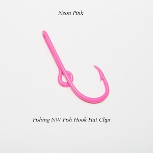 Neon Pink Colored Fish Hook Hat Clip / Pin, Tie Clip or Money Clip