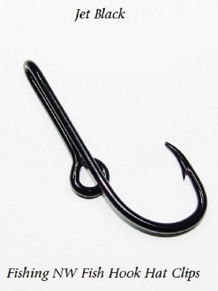 Jet Black Colored Fish Hook Hat Clip / Pin, Tie Clip or Money Clip