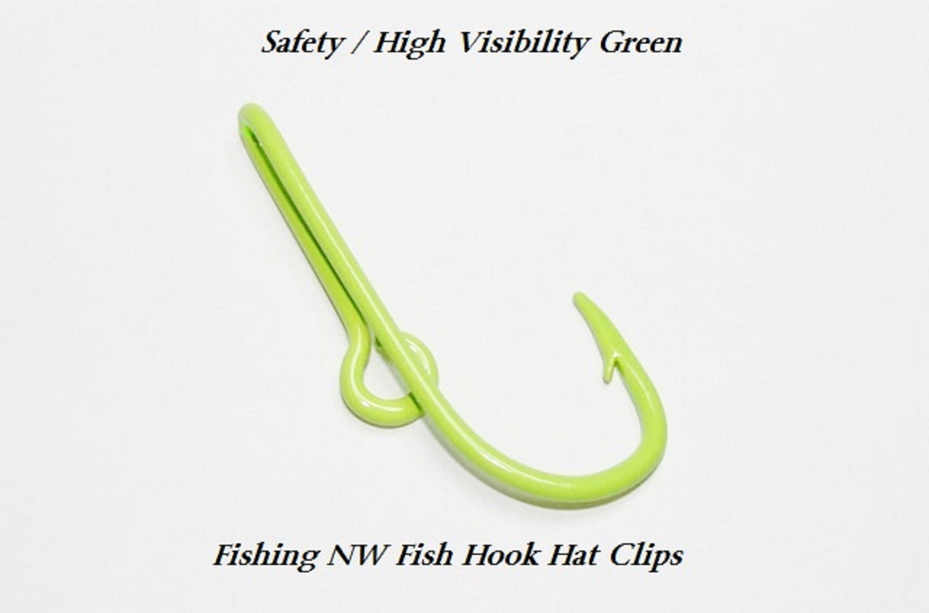 Safety / High Visibility Green Colored Fish Hook Hat Clip / Pin, Tie Clip  or Money Clip 