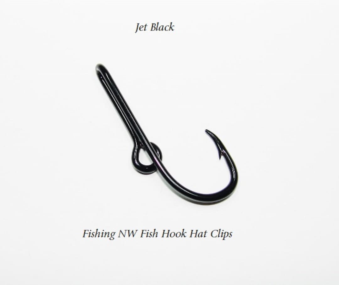 Jet Black Colored Fish Hook Hat Clip / Pin, Tie Clip or Money Clip 