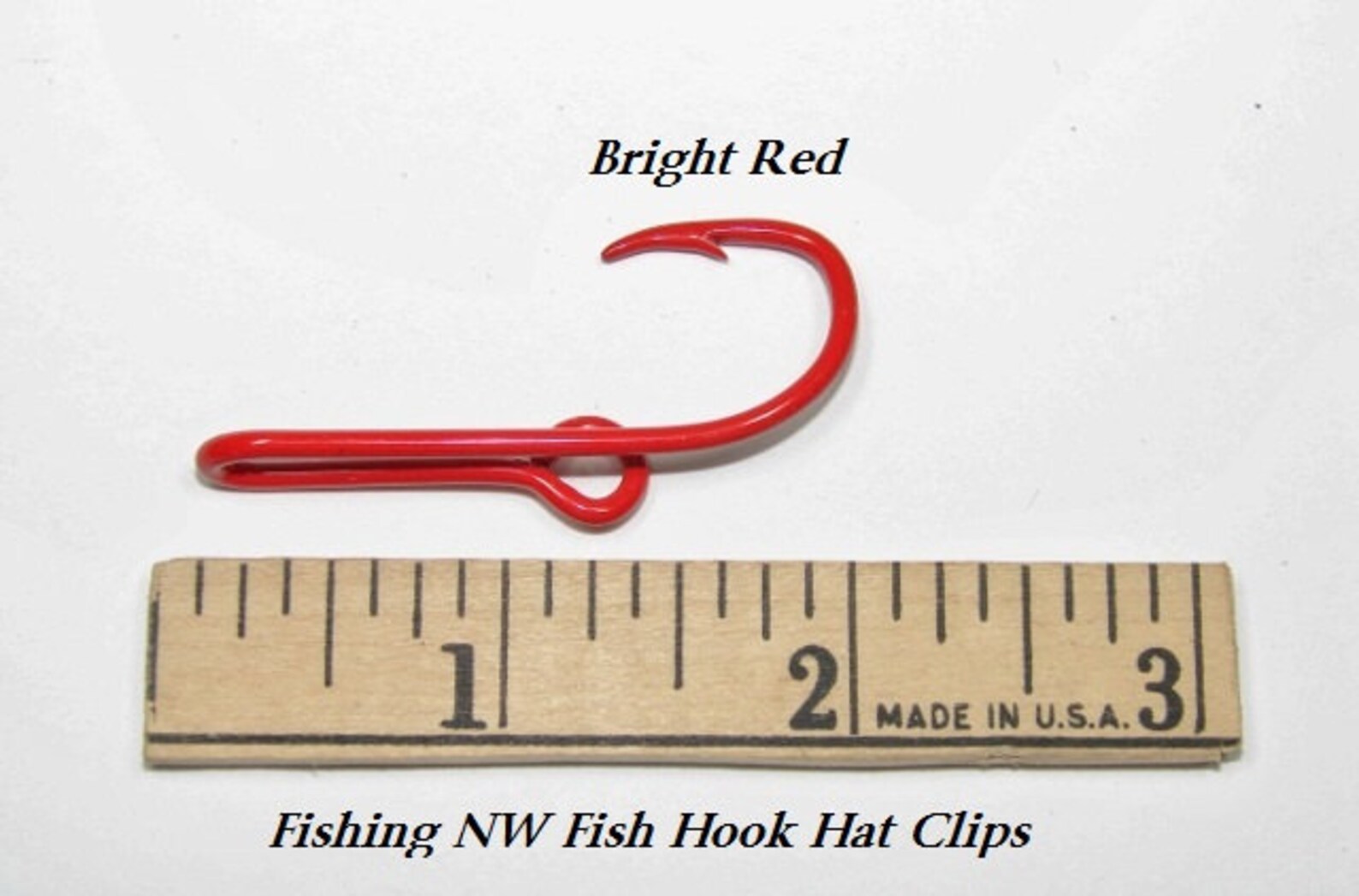 2 Bright Red Colored Fish Hook Hat Clips / Pins Tie Clips or Etsy