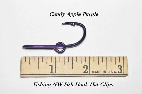 Candy Apple Purple Colored Fish Hook Hat Clip / Pin, Tie Clip or